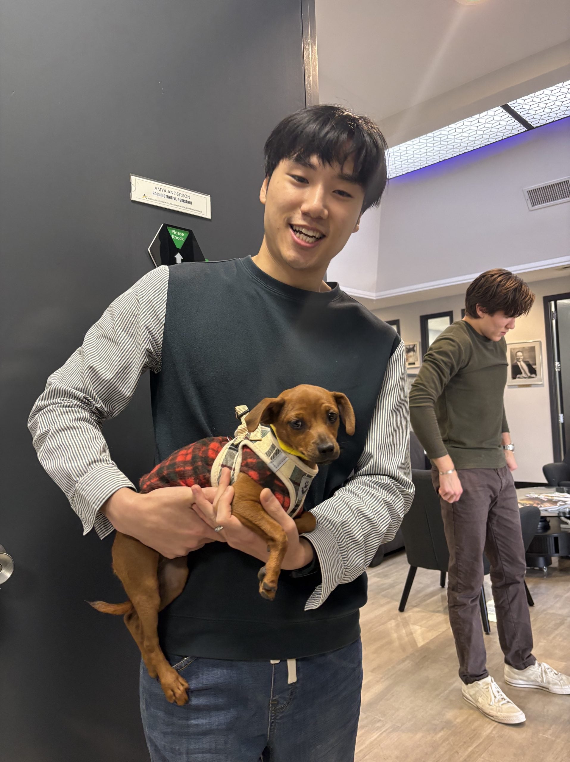 Wonjin with puppy