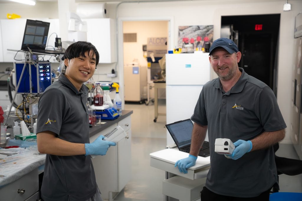 Nick and Wonjin in lab